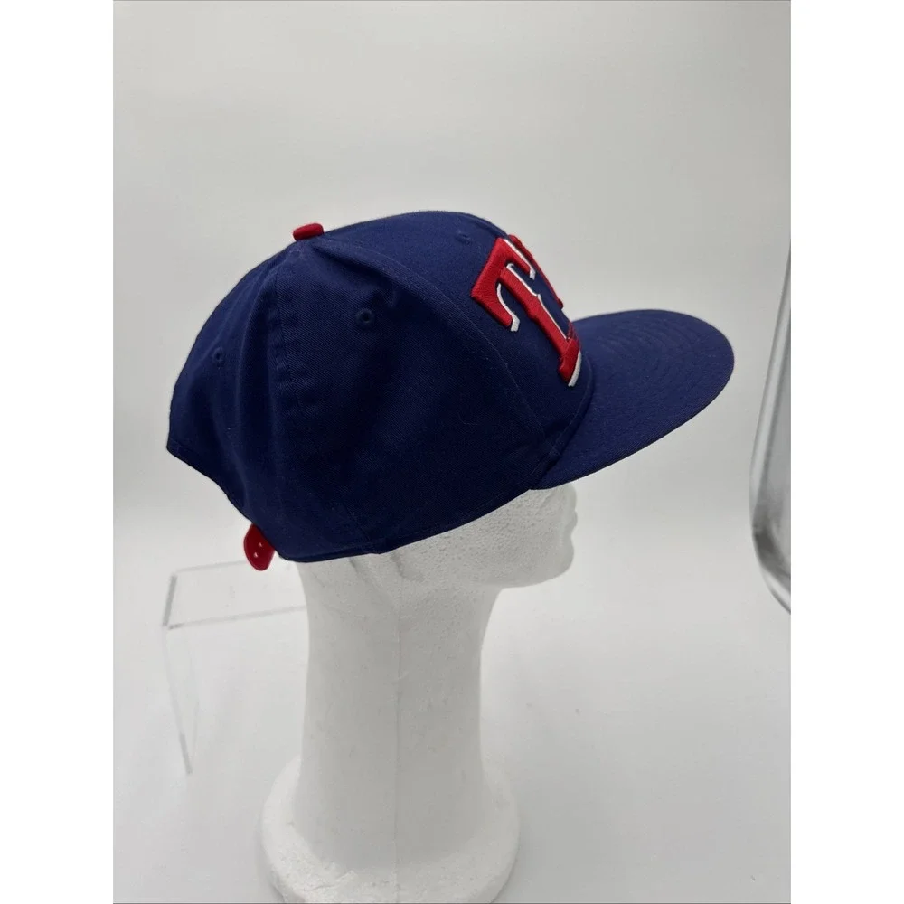 Texas Rangers Hat Cap Snapback Blue New Era 9Fifty Spell‎ Out Logo MLB